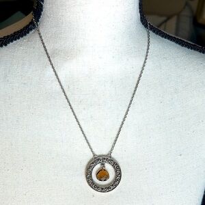 Brighton Crystal Ball Necklace Brown Crystal Silver Plated 22"L